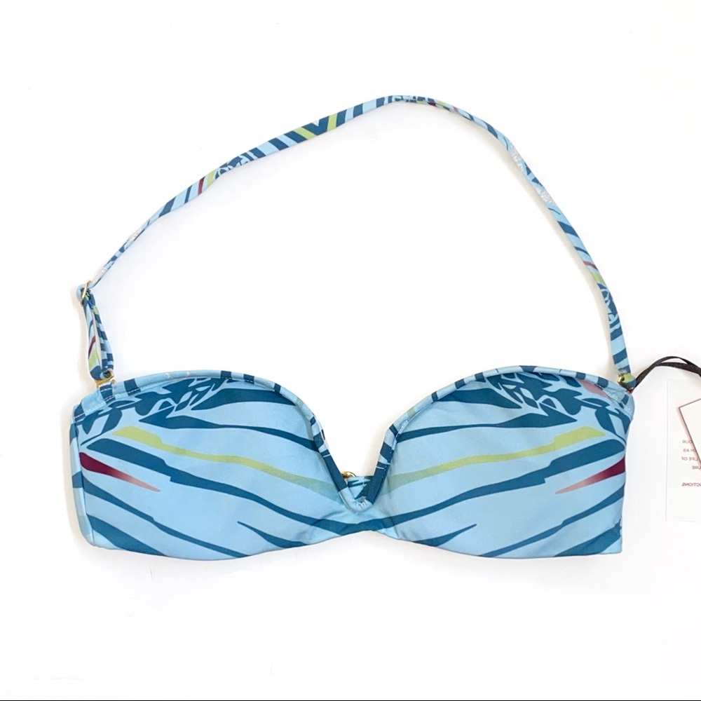 Revel Rey blue mango palm zebra print bikini top